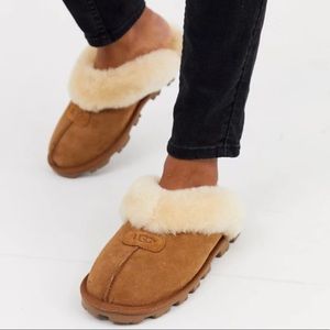 UGG Coquette Brown Suede Shearling Slippers Sz 12